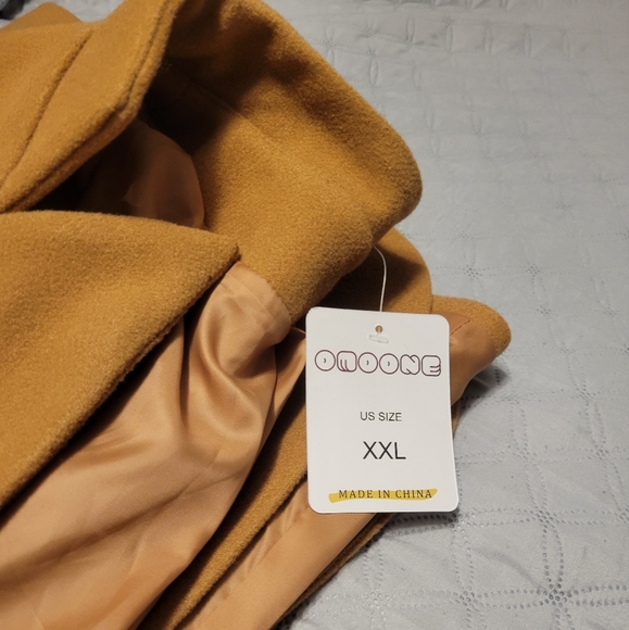 NWT Omoone Women's Stand Collar Slim Fit Jacket Pea Coat Notched Lapel Trench - Picture 4 of 7